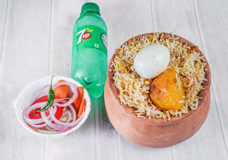 Egg Handi Biryani Salad Cold Drinks