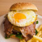 Combo Hamburguesa Súper Med Cebolla Grillé, Huevo Frito Og Salsa Criolla