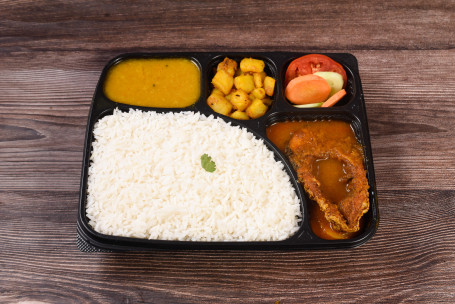 Rice Moong Dal Aloo Fry Fish Curry (1 Piece Rui Fish)