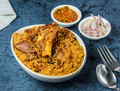 Mutton Biriyani Served With Raita.