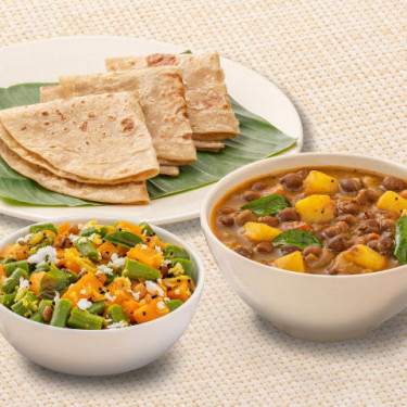 Black Chana (Usal), Mix Veg Poriyal With Parathas