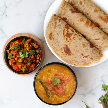 Gul Dal Tadka, Bhindi Chana, Paratha Thali