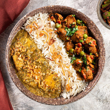 Lasooni Methi Kylling, Soya Masala Sabzi Jeera Pulao