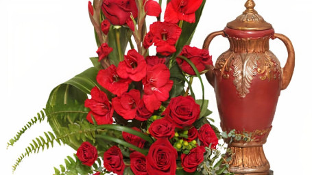 Red Remembrance Cremation Flowers (Urn Not Included)