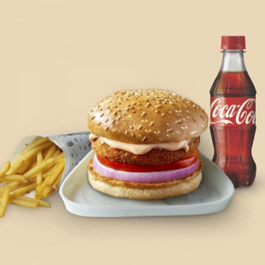 Aloo Tikki Burger Almindelig Fries Cola 250 Ml