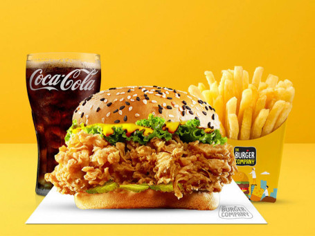 Mr. Crunchos Chicken Burger Salted Fries Coke 200Ml (Pet Bottle)