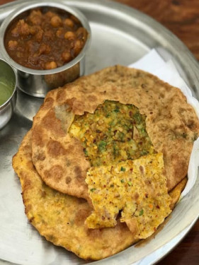 Aloo Stuffed Puri With Chana