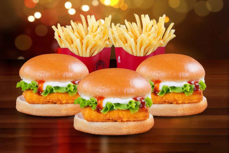 3 Paneer Delight Burger 2 Fries (M)