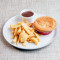 Beef And Onion Pie, Chips And Sauce