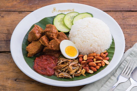 Nasi Lemak Med Beef Rendang