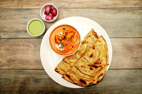 Paneer Butter Masala 2 Laccha Paratha Salad