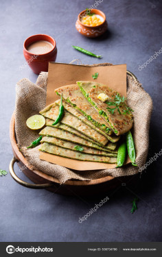 Desi Ghee Matar Paneer Pyaz Paratha