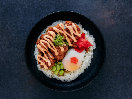 Karaage Chicken Rice With Spicy Mayo Sauce