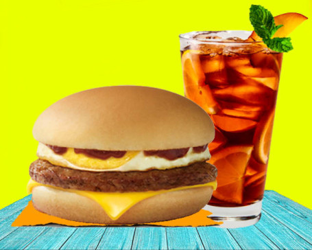 1 Crunchy Egg Burger With Lemon Ice Tea