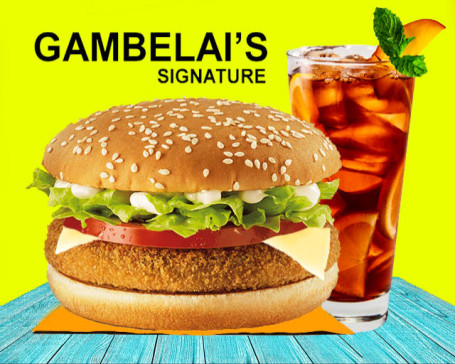 1 Gumbelai's Signature Veg Burger With Lemon Ice Tea