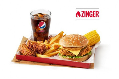 Zinger Tower Box Måltid Med Varme Vinger