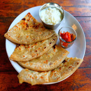 2 Aloo Paratha 1 Gobi Paratha Dahi