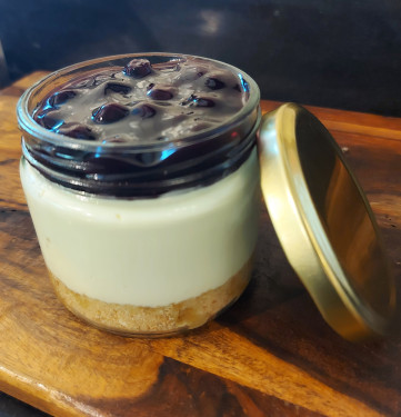 Egg Less Egg Lessless Cheese Cake In Jar With Blueberry