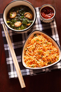 Veg Fried Rice+ Chicken With Bamboo Shoot