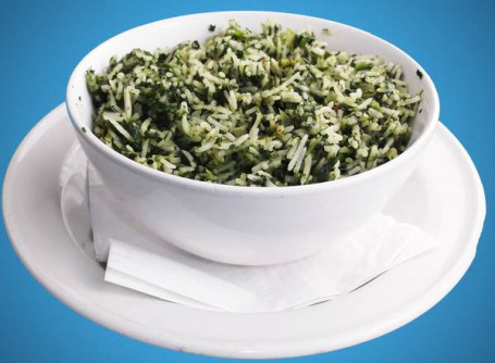 Saag Rice Served With Raitha