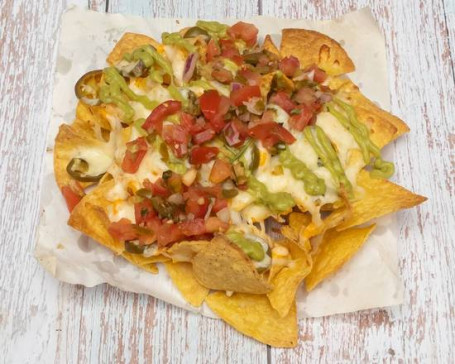 Nachos With Cheese, Salsa And Guacomole