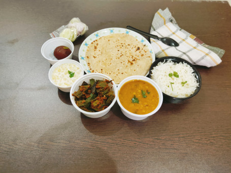 Home Style Thali With Sweet