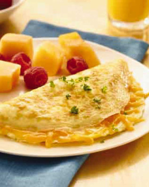 Classic American Omelette With Bread Slices