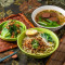 Gān Yì Miàn Jí Zhū Xuè Tāng Zuǒ Tàng Qīng Cài Tào Cān Dried Egg Noodles With Blanched Vegetable And Pig Blood Jelly Soup Combo