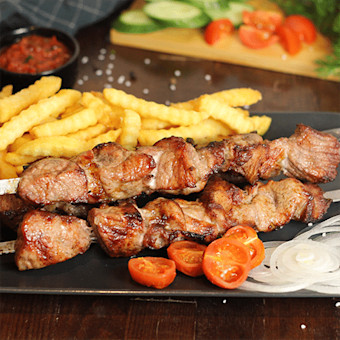 Shish Kebab Med Pommes Frites