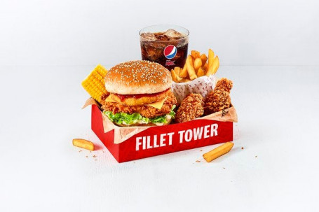 Filet Tower Box Måltid Med 2 Hot Wings