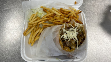 Crispy Jerk Philly Chicken With Fries