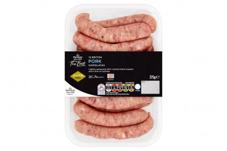 Morrisons The Best 12 Pork Chipolata Pølser 375G