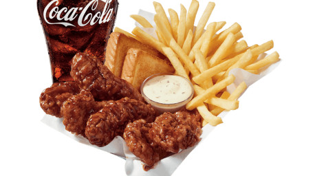 6 Piece Honey Bbq Sauced Tossed Chicken Strip Basket W/ Drink