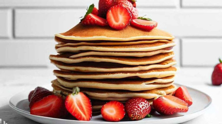 Classic Pancakes With Strawberries (5 Stack)