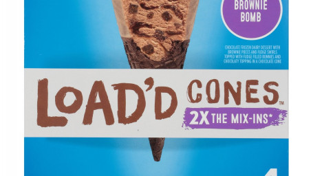 Blue Bunny Load'd Cones Brownie Bomb Load'd Cone , 4Pk