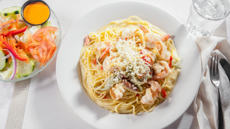 46.Pasta Con Camarones En Salsa Blanca