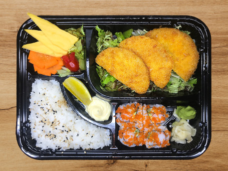 Jí Liè Niú Bǐng Biàn Dāng Deep-Fried Beef Patties Bento