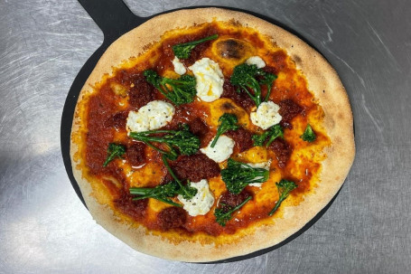 Organic British Mozzarella Nduja*, Black Iberico Tomatoes, Tenderstem Broccoli, Chillies