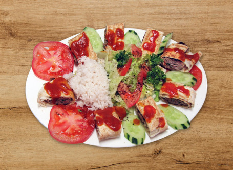 K02Bb Beyti Chicken Kebab Served With Rice