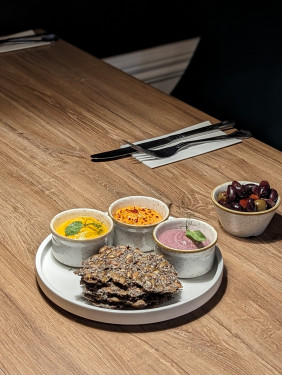 Sprouted Seed Crackers And Hummus