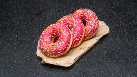 3 Strawberry Ring Doughnuts