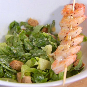 Caesar Salat Med Grillede Rejer