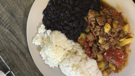 Picadillo With Rice And Beans Plate